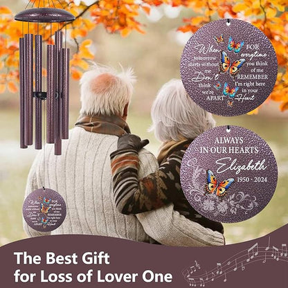 ASTARIN Personalized Memorial Wind Chime for Loss of Loved One 30/36/45 inch, Sympathy Deep Tone Wind Chimes for Mom Dad/Mother Father, Remembrance Gifts for Grief Condolence Funeral, Produced in USA