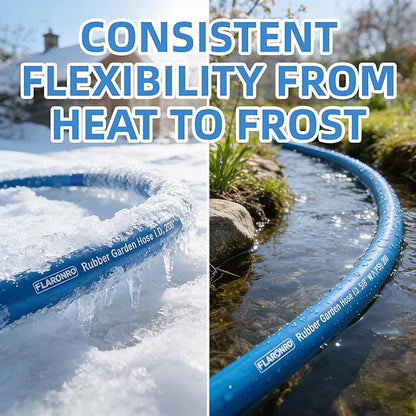 5/8 IN. × 5FT. Flexible Rubber Garden Hose, High Flow 5/8" I.D. Brass Fitting No Memory Durable Heavy Duty Water Hose Leader Hose for Watering, Irrigation, Water Transfer Pump