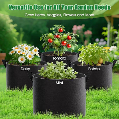 FEED GARDEN 15 Gallon Grow Bags 4 Pack – Heavy Duty 300G Thick Fabric Plant Pots with Reinforced Handles, Breathable Drainage Planters for Tomatoes, Potatoes & Large Vegetables Indoor Outdoor