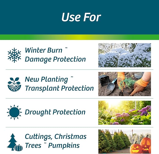 Wilt-Pruf® Concentrate | Protect Against Winter Damage, Drought, and Stress | Just Spray & Let Dry | Locks in Moisture w/Clear Foliar Film | Professional-Grade & Trusted | Replaces Burlap | (1 Gal)