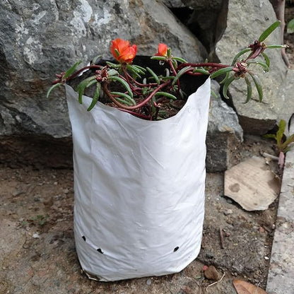 Poly Grow Bag Planters 1 Gallon Grow Bag, 50 Pack Panda Film, Black and White