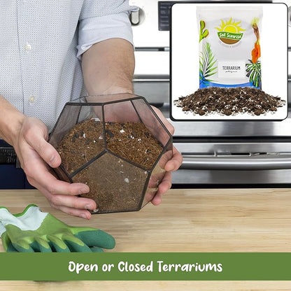 Soil Sunrise Terrarium Potting Soil Mix (8 Quarts) w/Blended Filtering Charcoal Custom Made for Terrariums