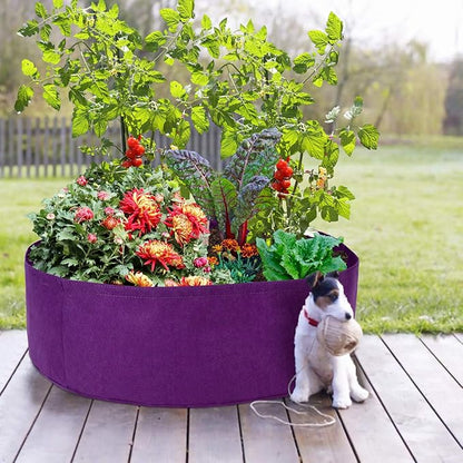 Round Raised Garden Bed, Plant Grow Bag Bed Felt Fabric Planting Planter Purple Planter, Veg Pot for Herb Flower Vegetable Plants XC771A61-9278-1752351061 15Gallon