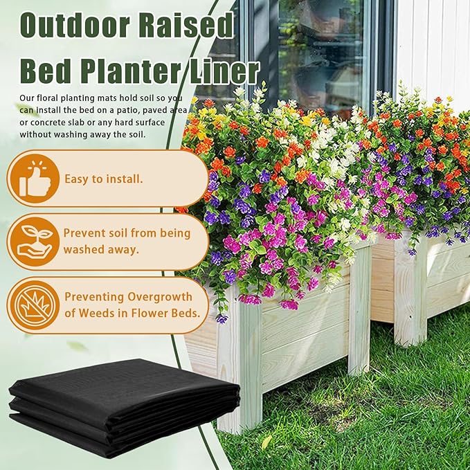 63 * 83 inch Raised Garden Bed Liner, Non Woven Fabric Liner for Large Veg Trough, Keeps Soil Contained and Water Drained