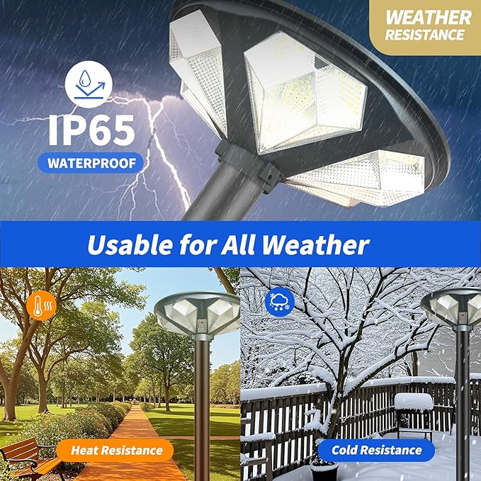 Outdoor Solar Lamp Post Light with Motion Sensor, Dusk to Dawn IP65 Waterproof, 648 LEDs Solar Powered Street Light with Remote for Garden, Lawn, Pathway, Yard (Not Included Pole)