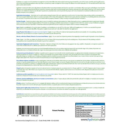 Hydretain Root Zone Moisture Manager - Drought Protection and Moisture Control for Lawns, Gardens, Containers - Reduces Watering, Delays Wilt - Covers up to 6,000 Sq Ft (15 lbs, Granule)