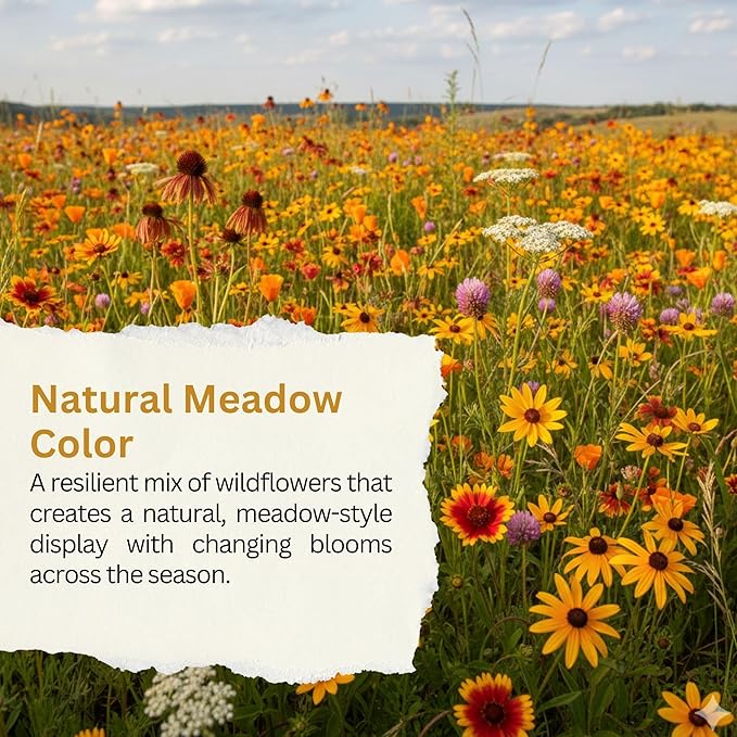 Drought Tolerant Wildflower Mix – 20,000+ Seeds – 1 oz Bulk Extra Large Resealable Packet – Non-GMO Flower Seeds for Dry Climates – Black-Eyed Susan, Coreopsis, California Poppy & More
