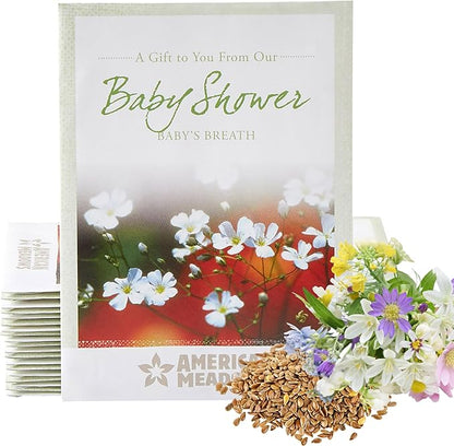 American Meadows Wildflower Seed Packets Baby Shower Party Favors (Pack of 20) - Baby's Breath Wildflower Seed Packet Favors for Baby Showers and Sprinkles, Great Gift for Hostesses