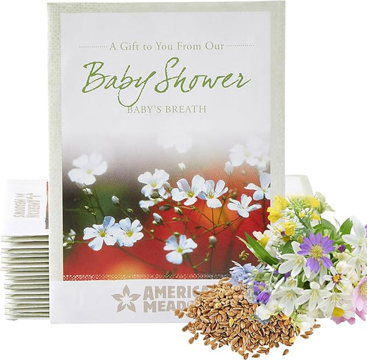 American Meadows Wildflower Seed Packets Baby Shower Party Favors (Pack of 20) - Baby's Breath Wildflower Seed Packet Favors for Baby Showers and Sprinkles, Great Gift for Hostesses