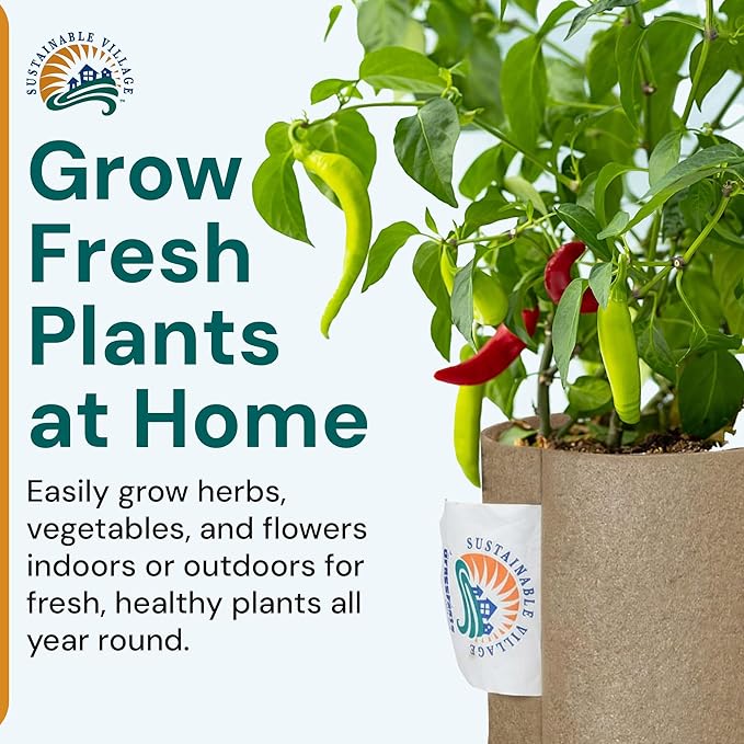 Sustainable Village Grow Bags - 1-Gallon Bottomless Fabric Pots for Plants for Indoor and Outdoor Use - Breathable Design for Healthier Roots- 20 Pack