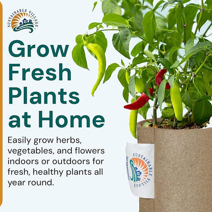 Sustainable Village Grow Bags - 1-Gallon Bottomless Fabric Pots for Plants for Indoor and Outdoor Use - Breathable Design for Healthier Roots- 20 Pack