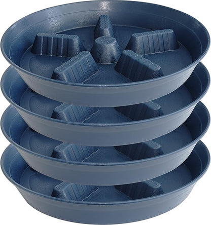 4 Pack Plant Saucer 14 inch, Plastic Plant Saucers for Indoors, Raised Middle Plant Trays for Pots, Water Tray for Plants, Plant Stand Water Catcher Tray, Pot Saucers for Plants