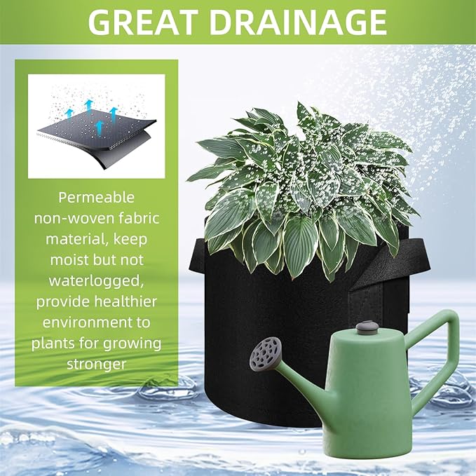 40-Pack 5 Gallons Grow Bag, Non-Woven Fabric Pots Plant Bag, Plant Grow Bags with Handles, Garden Planting Bags for Potatoes, Carrots, Tomatoes and Other Vegetable,Fruits
