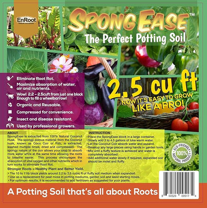 Coconut Coir Compressed Block expands up to 18.7 Gallons (2.5 Cu Ft) - Ideal Growing Medium for Potting Mix - Healthy Roots, Healthy Plants and Bountiful Harvest (1 Pack)