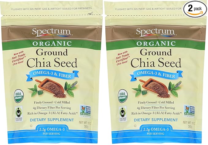 Spectrum Essentials Organic Ground Chia Seed,10 oz,(Pack of 2)