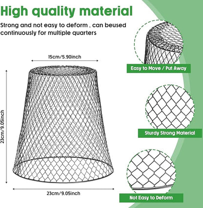 Geosar 20 Pcs 9 inch Chicken Wire Cloche Plant Protector Cover Metal Garden Cloche Dome for Plants Chicken Wire Protection Basket with Garden Stakes for Avoiding Rabbit Bird Small Animals Eat (Black)
