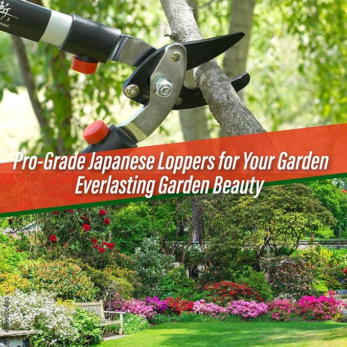 SUIZAN Bypass Hand Loppers 25" - Professional Japanese Branch Cutter Lightweight Compact Tree Trimmer Gardening Tools