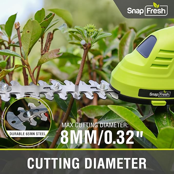 SnapFresh Hedge Trimmer Cordless Grass Shear, 2 in 1 8V Electric Grass Clipper and Hedge Shears with Rotating Head, Handheld Bush Trimmer/Grass Cutter/Shrub Trimming with Battery for Garden & Lawn