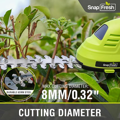 SnapFresh Hedge Trimmer Cordless Grass Shear, 2 in 1 8V Electric Grass Clipper and Hedge Shears with Rotating Head, Handheld Bush Trimmer/Grass Cutter/Shrub Trimming with Battery for Garden & Lawn