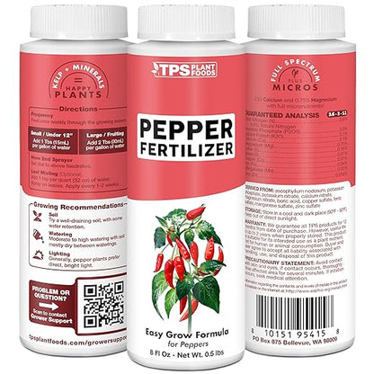 Pepper Fertilizer, Complete Liquid Pepper Plant Food, 8 oz (250mL)