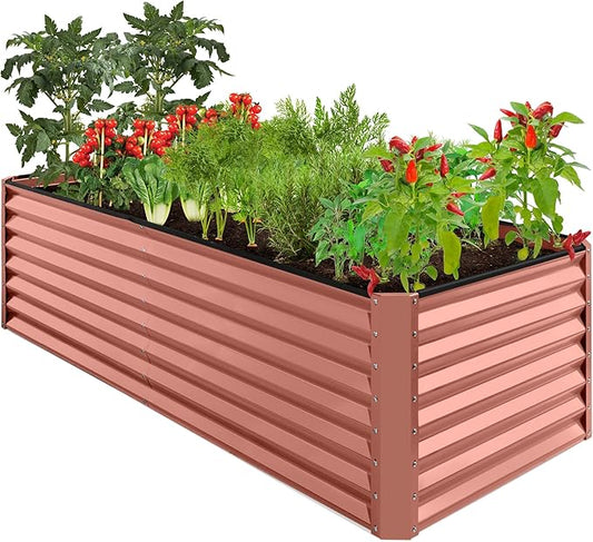 Best Choice Products 8x4x2ft Outdoor Metal Raised Garden Bed, Deep Root Planter Box for Vegetables, Herbs & Flowers, 478-Gallon Capacity, 100% Non Toxic Materials - Terracotta