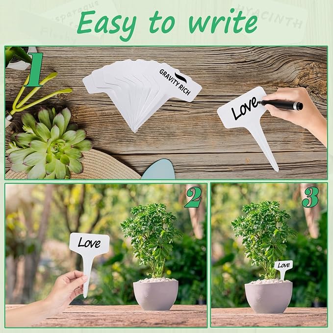 100 Pcs Plant Labels - White Plastic Garden Plant Tags (10cm)