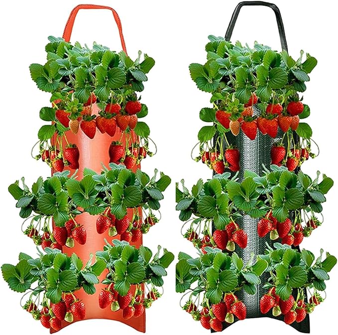 Upside Down Planter Tomato Herb Strawberry Grow Bags | 8 Hanging Grow Bags for Tomato Chili Herb Strawberry,Hanging Aeration Fabric Strawberry Planter Bags for Growing Herbs Flowers