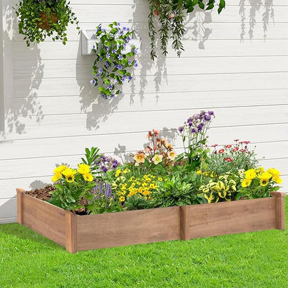 Raised Garden Bed,Outdoor Wood Planter Box,High-end Natural fir Wood boltless assemblyfor Vegetables, Flowers, Herbs, and Succulents,w/Non-Woven Pad,93 x 23 x 10in