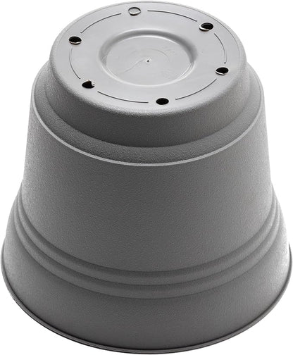 Bloem Saturn 7" Charcoal Round Resin Planter Pot with Snap-in Saucer for Indoor and Outdoor Gardening