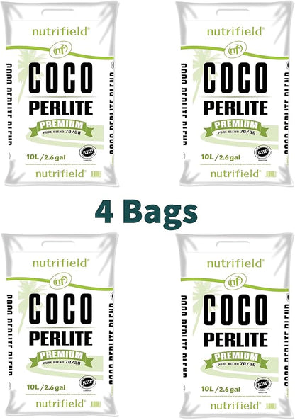 Nutrifield 4 Bags Coco Coir Perlite 70/30 Plus Coco Part A 5 Liter and Coco Part B 5 Liter Bundle Deal