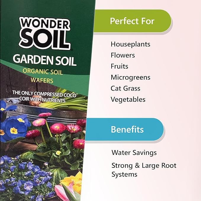 Wonder Soil | 18 Wafers | 1 Wafer Fills an 8" Pot | Ready to Plant Organic Potting Soil Loaded with Nutrients | 18 Wafers Expand to 9 Quarts of Indoor Outdoor Soil | Incl Worm Castings, Perlite