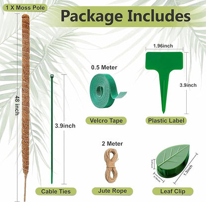 48 Inches Bendable Moss Pole Monstera Plant Support Stakes - Moss Poles for Climbing Plants, Plant Stakes for Indoor Plants - Coco Coir Pole Moss Stick for Monstera, Pothos.