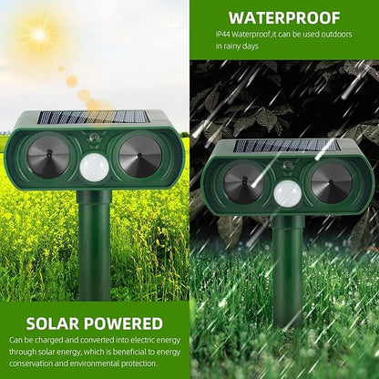 Ultrasonic Animal Repeller Outdoor Solar Deer Repellent Devices Waterproof, Motion Activated Animal Deterrent Devices to Scare Cat Squirrel Rabbit Raccoon Skunk for Yard Garden,4 Pack
