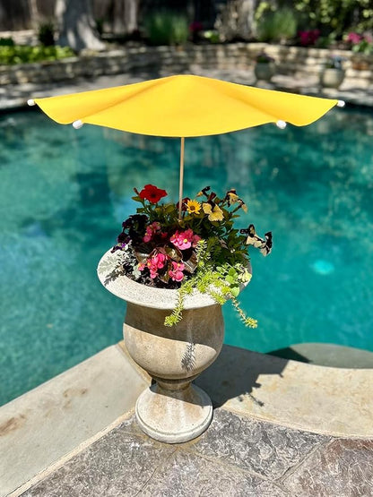 Fixed Plant Shade for Potted Plants 28" x 30" Outdoor Container Sun Shade Cover Premium Fabric Canopy with Fiberglass Frame & Soil Anchor Stripes & Solids Assembly Required