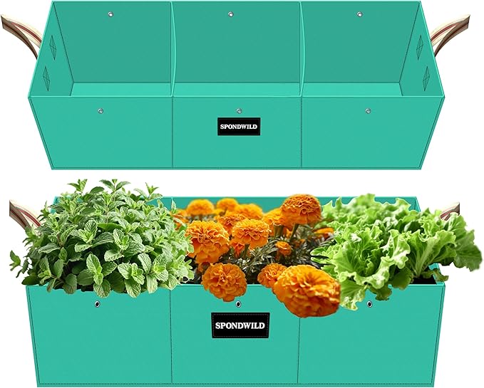 Rectangle Grow Bags - 2 Pcs 10 Gallon Pots Compatible Potato Planter, PE Rectangle Planter for Growing Fruit and Vegetables, Green