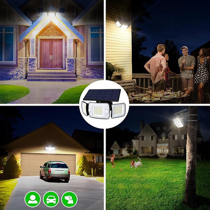 intelamp Outdoor Solar Light Waterproof, 6000mAh 1200LM Motion Sesnsor Flood Lights with Dual Sensor, 4 Modes Remote Control, 270° Wide Angle Security Light for Garden Garage Yard Pathway Farm