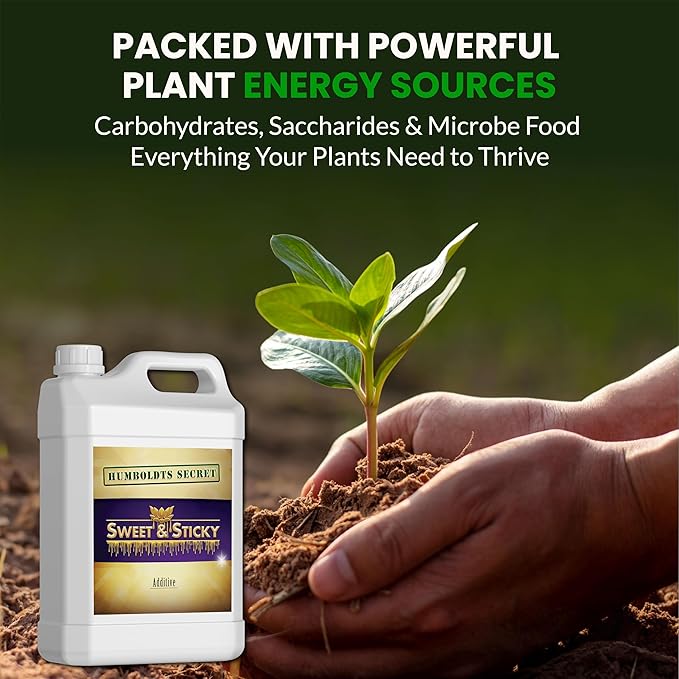 Humboldts Secret Sweet & Sticky Carbohydrate and Saccharide Plant Energy Additive | Indoor and Outdoor Plant Nutrients Enhancer for Growth and Aroma | Boosts Flavor and Development | 1 Gallon
