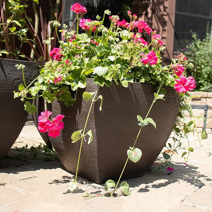 Tusco Products MSQ20SL Modern Square Garden Planter, 20-Inch, Slate