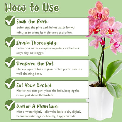 Soil Sunrise 100% Organic Orchid Potting Bark (30 Quarts) All-Natural USA-Sourced Pine Bark Orchid Mix Additive