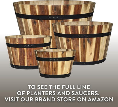 Classic Home and Garden 5/800/3 Wood Barrel Set of 3 Planters, Acacia