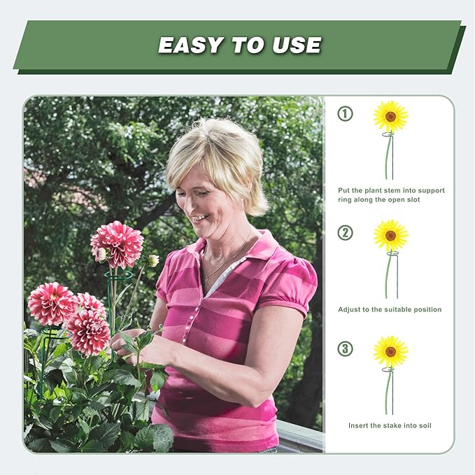 Joyhalo 20 Pack Plant Support Stakes 36 Inches, Plant Stakes, Flower Stakes with 24 Twist Ties, Garden Sticks for Plants Hibiscus, Sunflower, Red Hot Poker, Hydrangea, Tomato, Sapling Etc