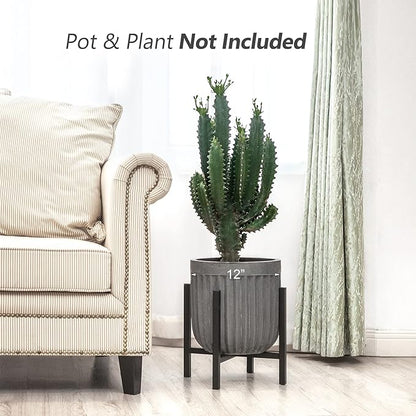 Mkono Mid Century Modern Tall Metal Indoor Plant Stand - Fits Up to 12 Inch Planter, Black