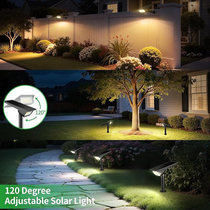 Solar Light Outdoor Waterproof IP65, 56 LED 3 Color Modes Solar Spot Lights Outdoor, Solar Powered Garden Lights for Outside Landscape Pathway Yard House Patio Garage Driveway Tree, 2Pack