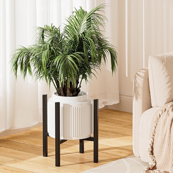Urban Deco Adjustable Metal Plant Stand Outdoor & Indoor Planter With Stand Fits for 8-14 Inch Plant Holder Mid Century Modern Flower Stand Corner Outdoor Plant Stands for Patio