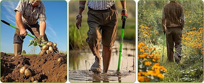 Garden Rake - Small Rake for Gardening with Telescopic Adjustable Handle (27-39”), Mini Rake for Tight Spaces, Flower Beds, Pots - No Bending & Elderly Friendly, Non-Slip Small Garden Rake