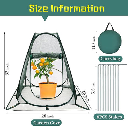 Pop up Garden Netting Cover Plant Guard Cover with Stakes Bird Plant Tent Protector for Vegetables Fruits Flowers (1, 28 * 28 * 32 inch)