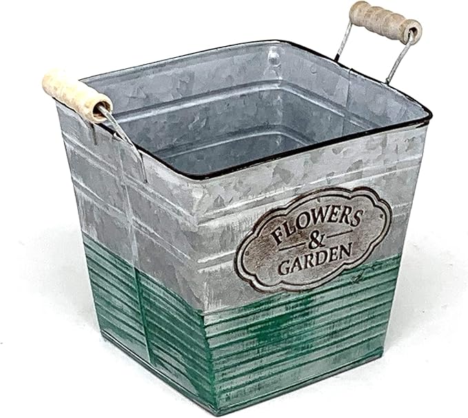 allgala Galvanized Planter Pot Indoor and Outdoor Decoration-Square-6"-HD88306