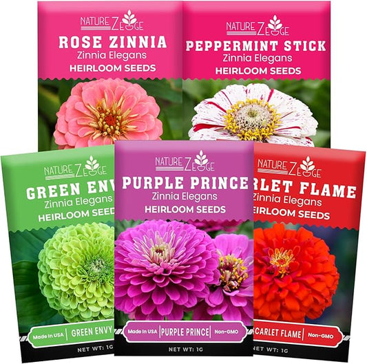 NatureZ Edge Zinnia Seeds for 2026 Planting Outdoors, Over 650 Flower Seeds, 5g, Non GMO Made in USA, Bulk Semillas De Flores para Sembrar, Variety Mix, Easy to Grow Zinnia Seed Mix