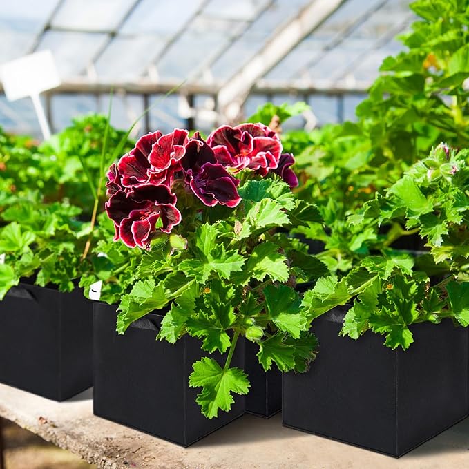Nuogo 15 Pack 5 Gallon Square Grow Bags Thick Fabric Pots with Handles Black Plant Grow Bags for Indoor and Outdoor Garden