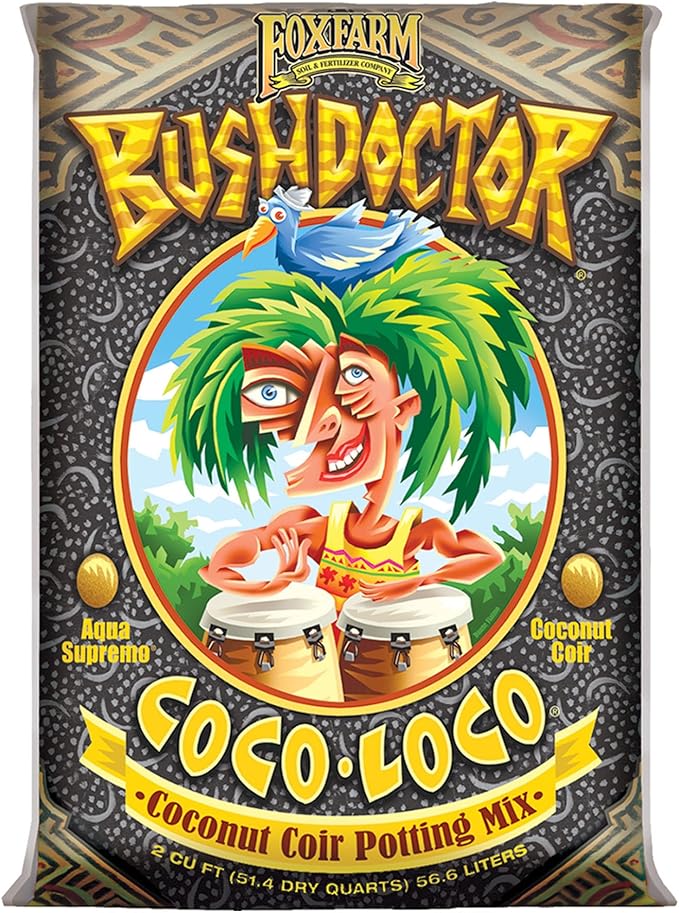 FoxFarm Bush Doctor Coco Loco Potting Mix, 2cu ft - Extends Your Watering Schedule, Triple-Washed to Reduce Salt Content - Perfect for Cultivating Healthy Plants